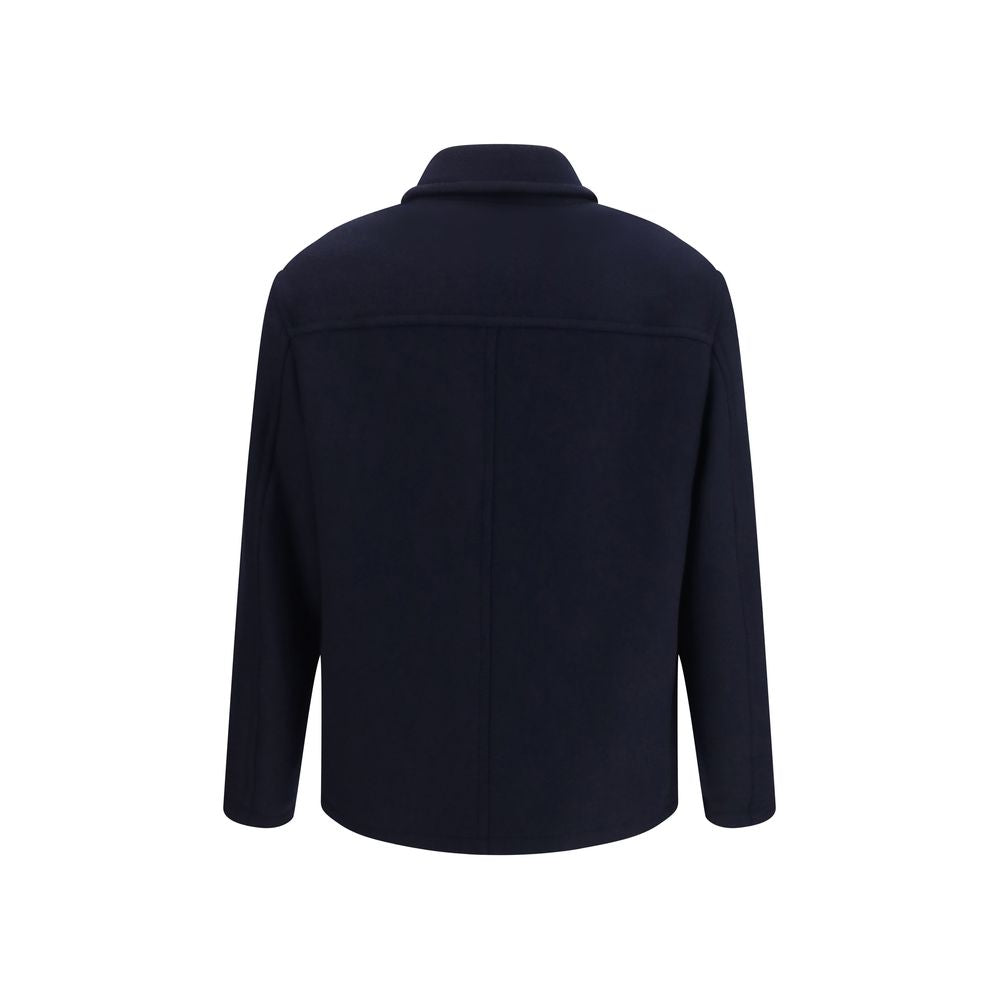 Blaue Jacke aus Wolle Oves Aries in voller Länge