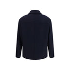 Blaue Jacke aus Wolle Oves Aries in voller Länge