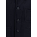 Blaue Jacke aus Wolle Oves Aries in voller Länge