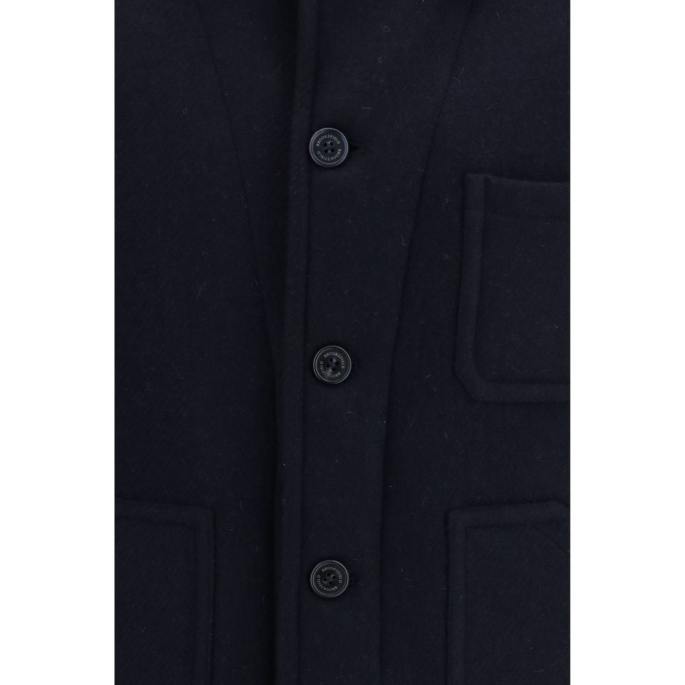 Blaue Jacke aus Wolle Oves Aries in voller Länge