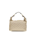 Beige Stoff-Schultertasche