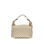 Beige Stoff-Schultertasche