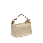 Beige Stoff-Schultertasche