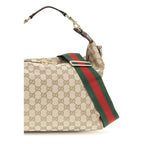 Beige Stoff-Schultertasche