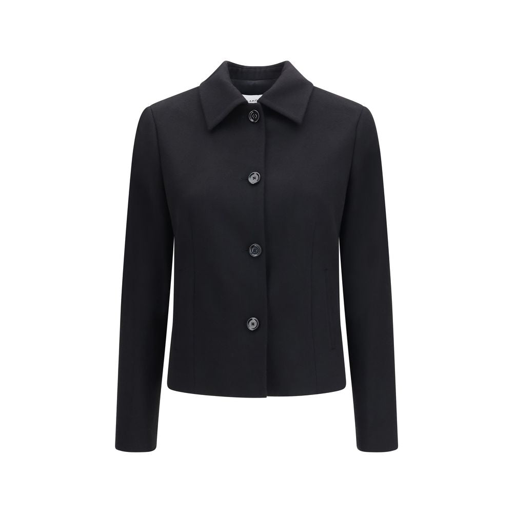 Schwarze Oves Aries Wolljacke in voller Länge