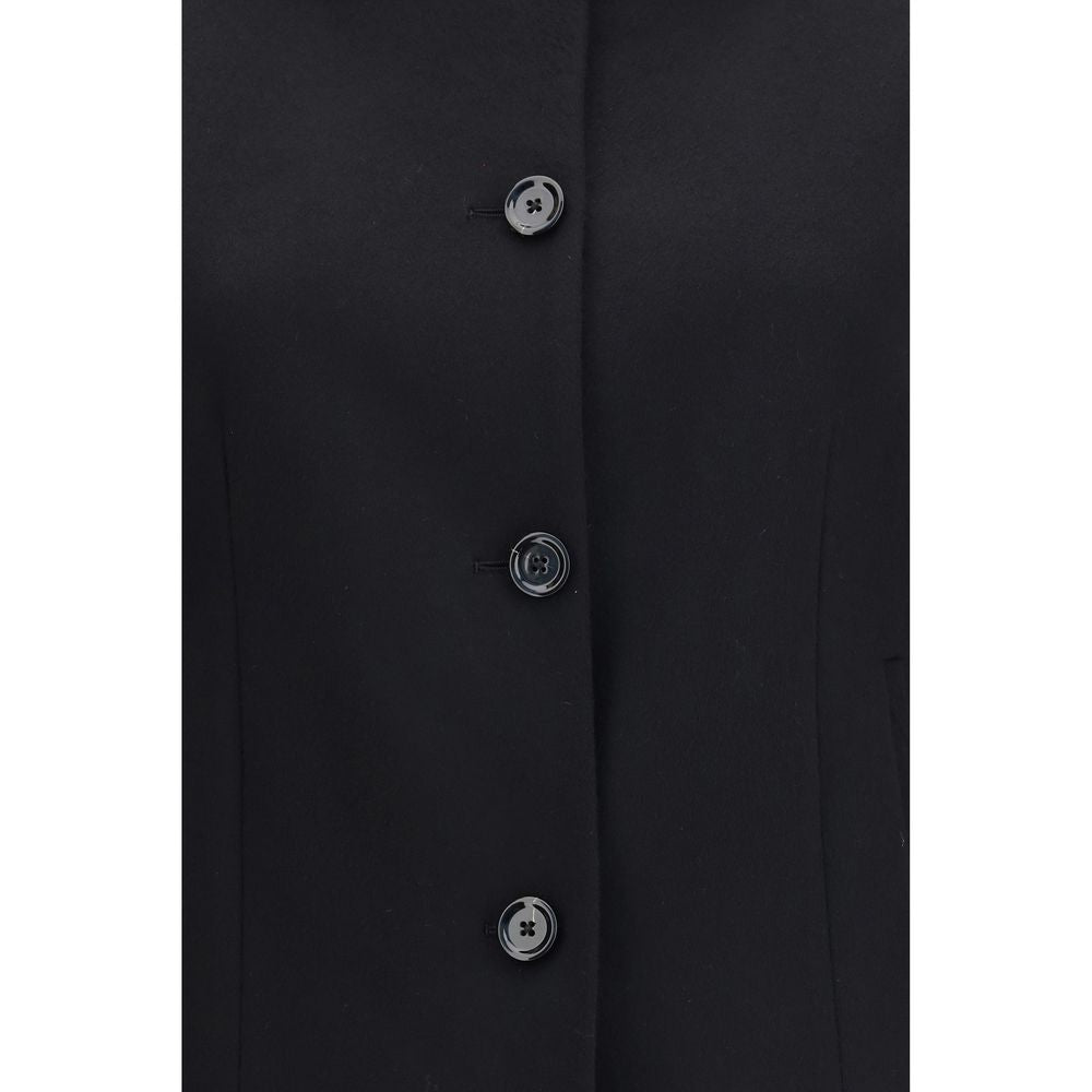 Schwarze Oves Aries Wolljacke in voller Länge