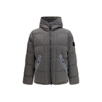 Zweifarbige Polyamid-Steppjacke in voller Länge