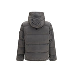 Zweifarbige Polyamid-Steppjacke in voller Länge