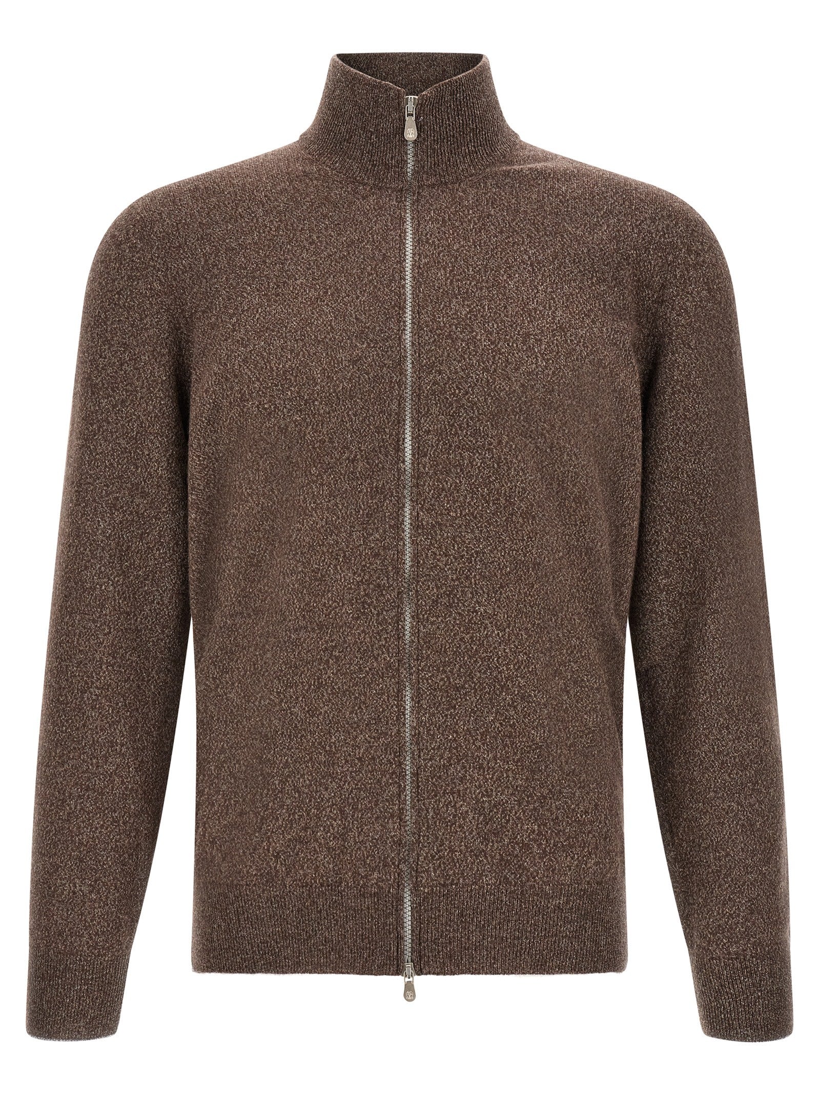 Brauner Kaschmir-Strickjacke