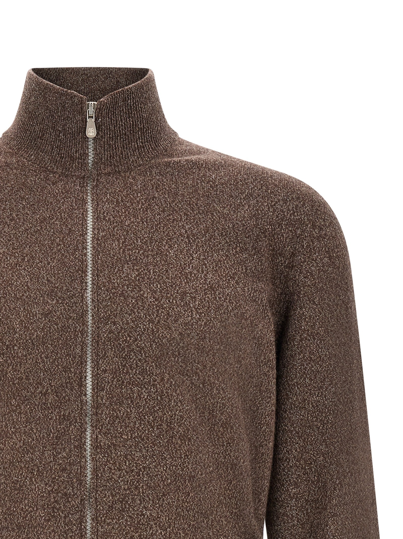 Brauner Kaschmir-Strickjacke
