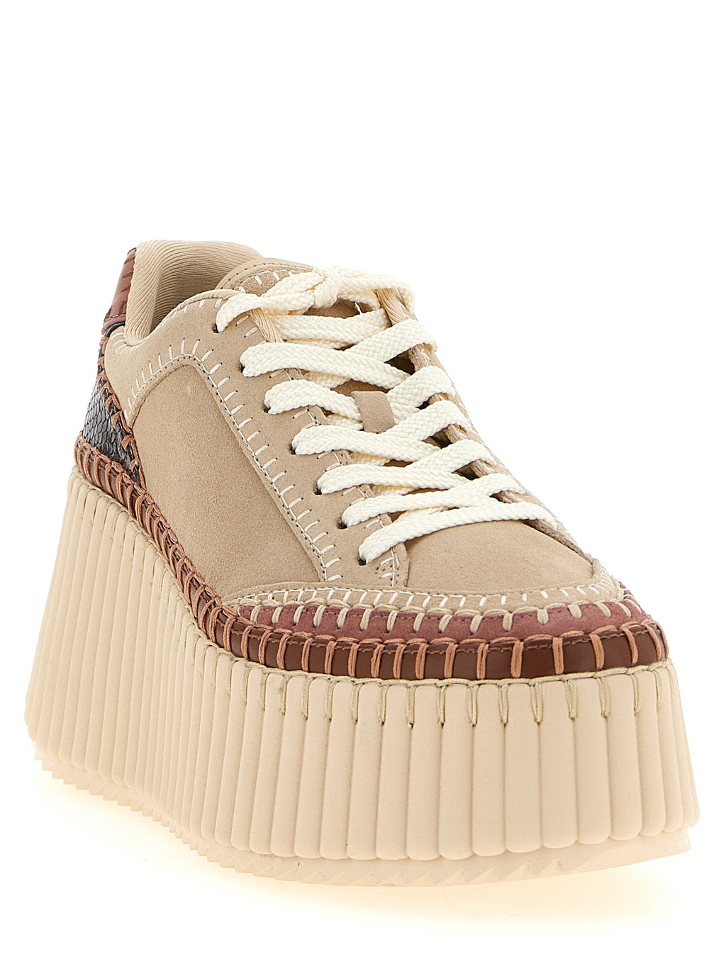 Beige Polyester Keilabsatz-Sandalen