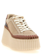 Beige Polyester Keilabsatz-Sandalen
