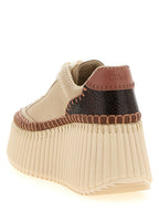 Beige Polyester Keilabsatz-Sandalen