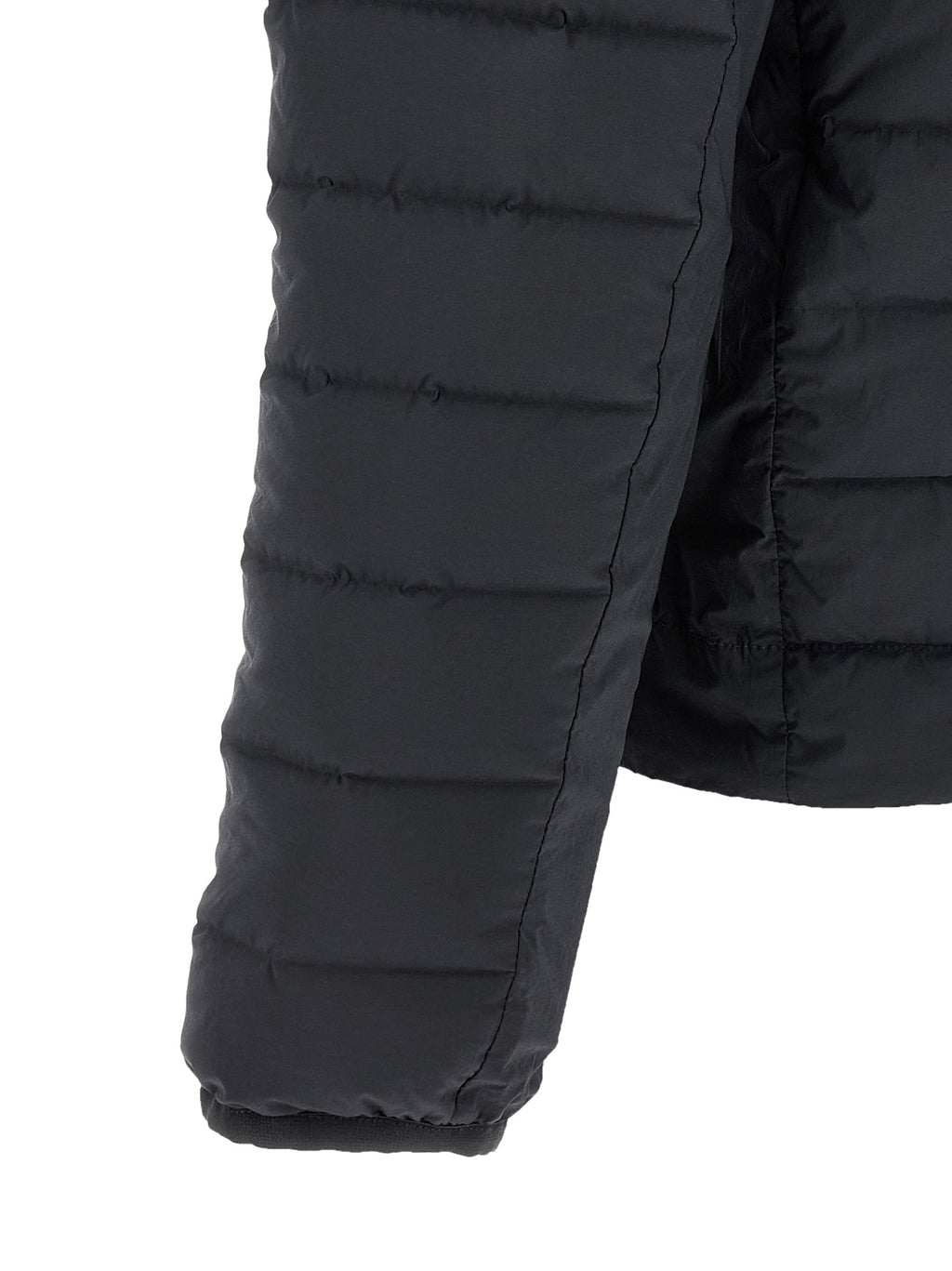 Blaue Polyamid-Jacke in voller Länge