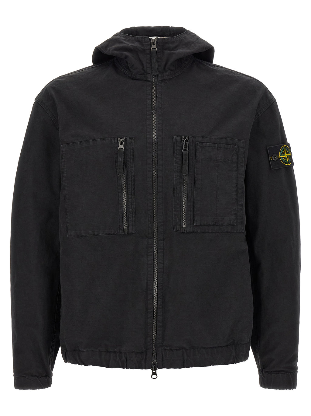 Schwarze Baumwoll-Shell-Jacke