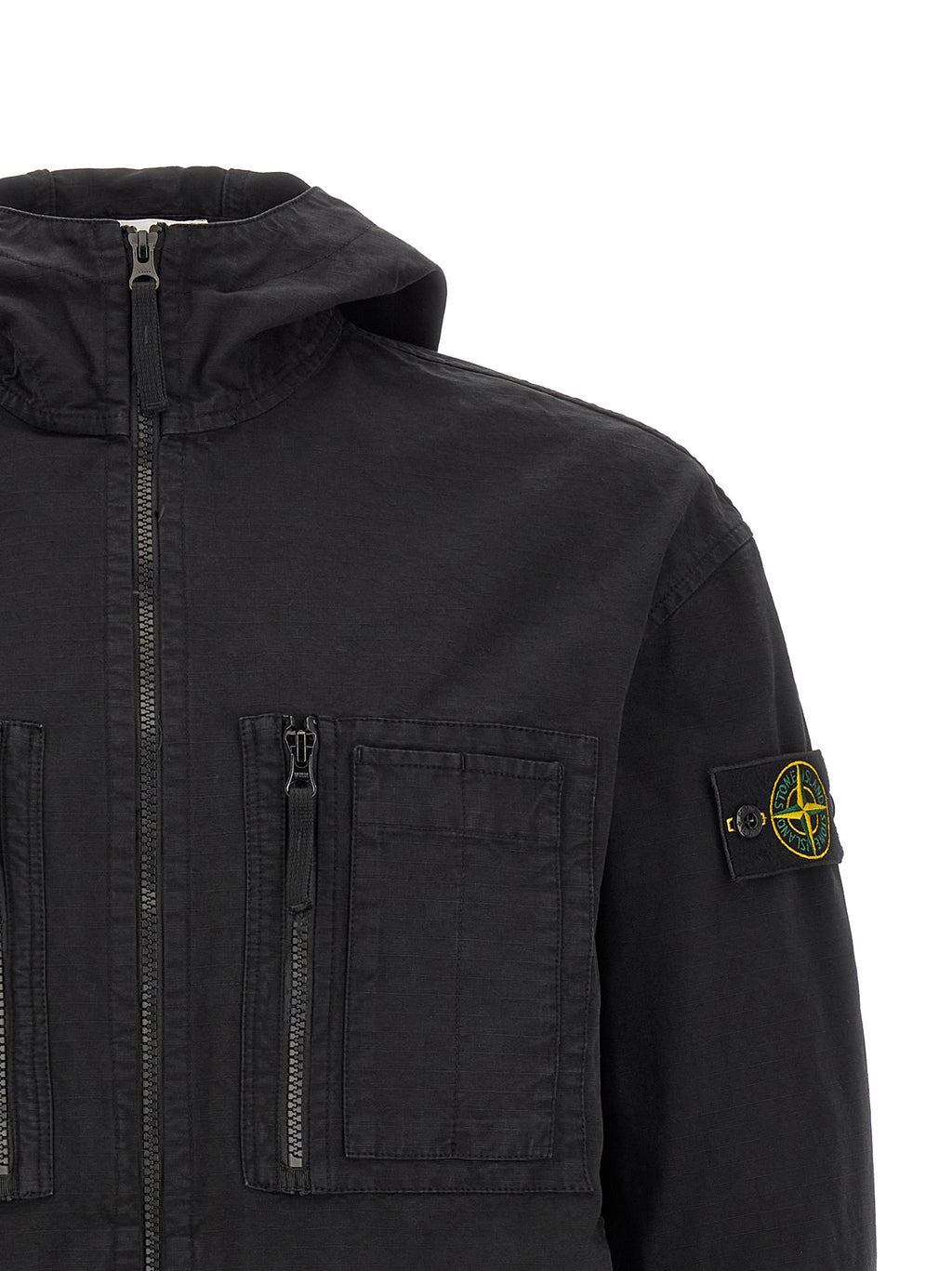 Schwarze Baumwoll-Shell-Jacke