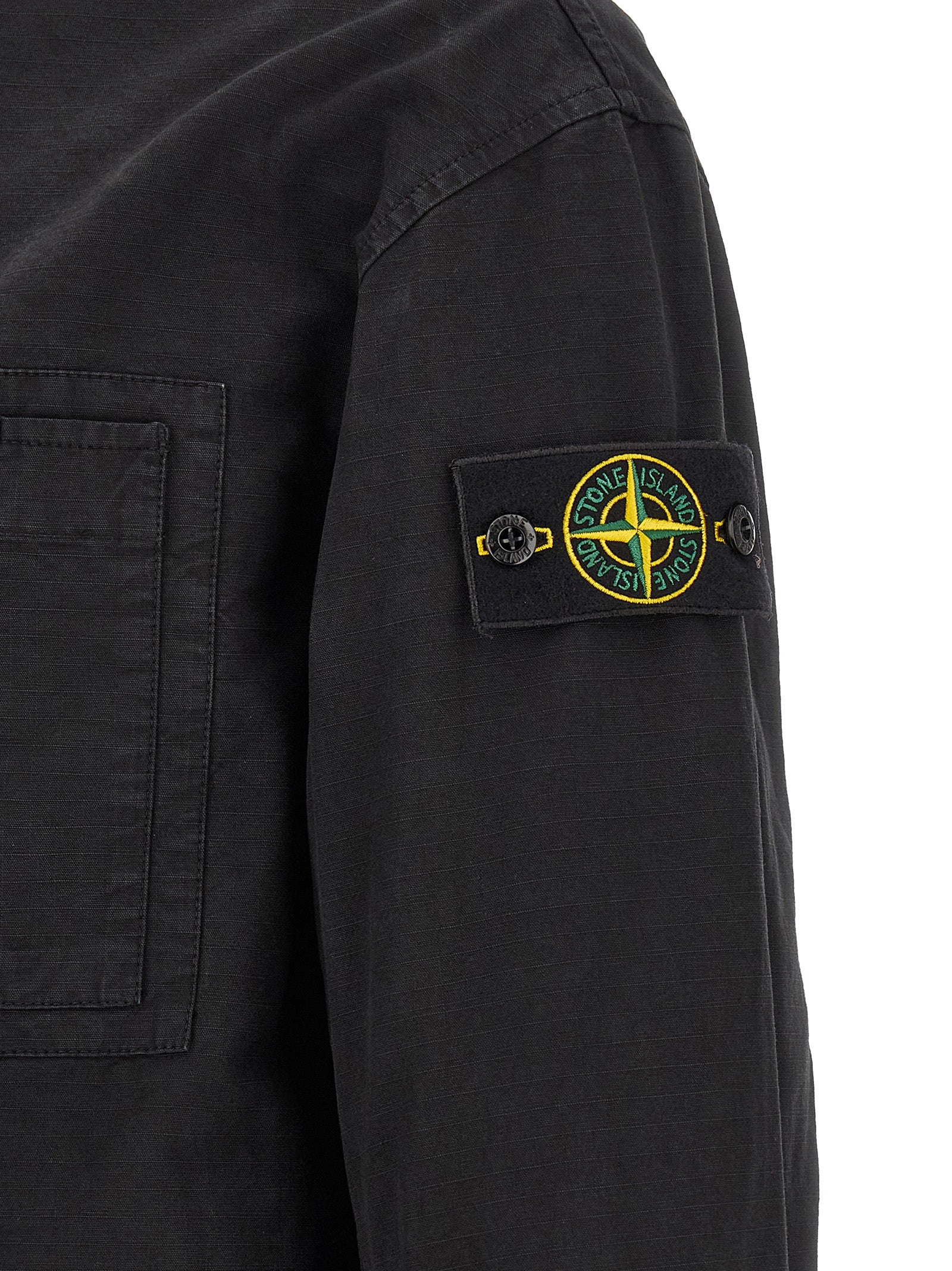 Schwarze Baumwoll-Shell-Jacke