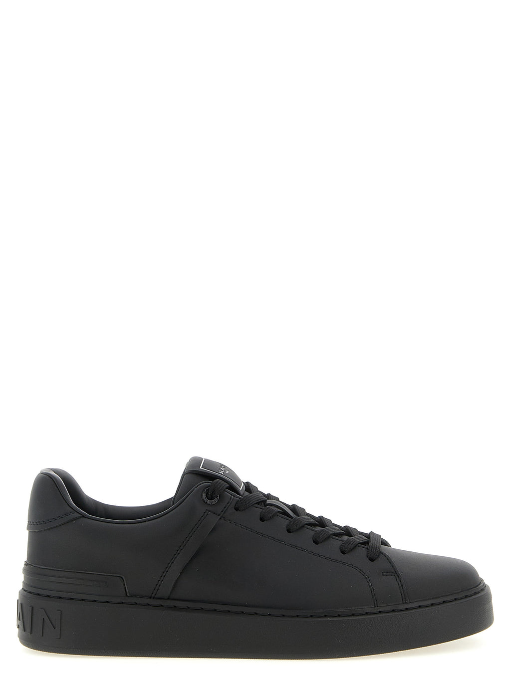 Schwarze Kalbsleder Low-Top-Sneaker