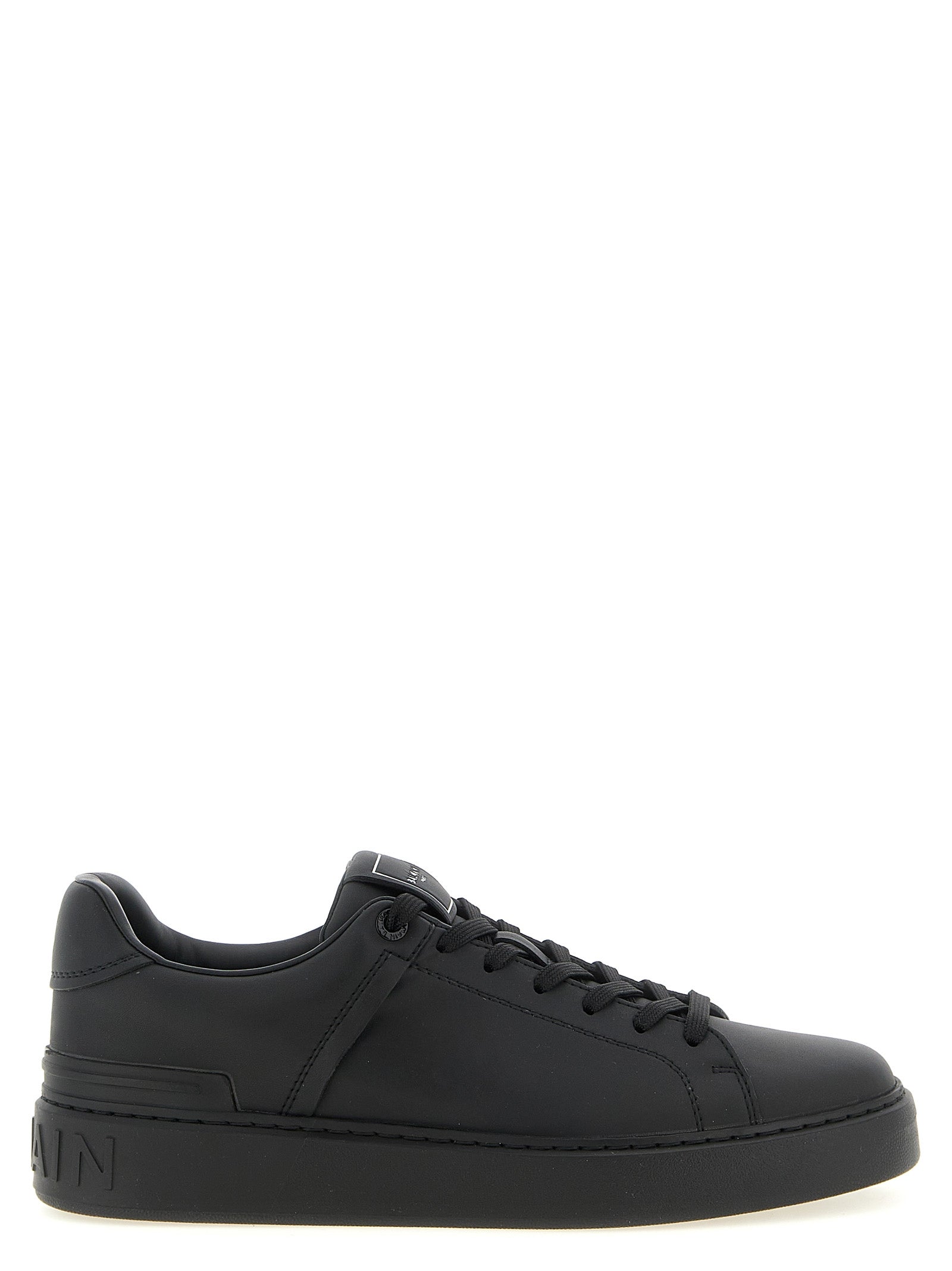 Schwarze Kalbsleder Low-Top-Sneaker