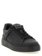Schwarze Kalbsleder Low-Top-Sneaker