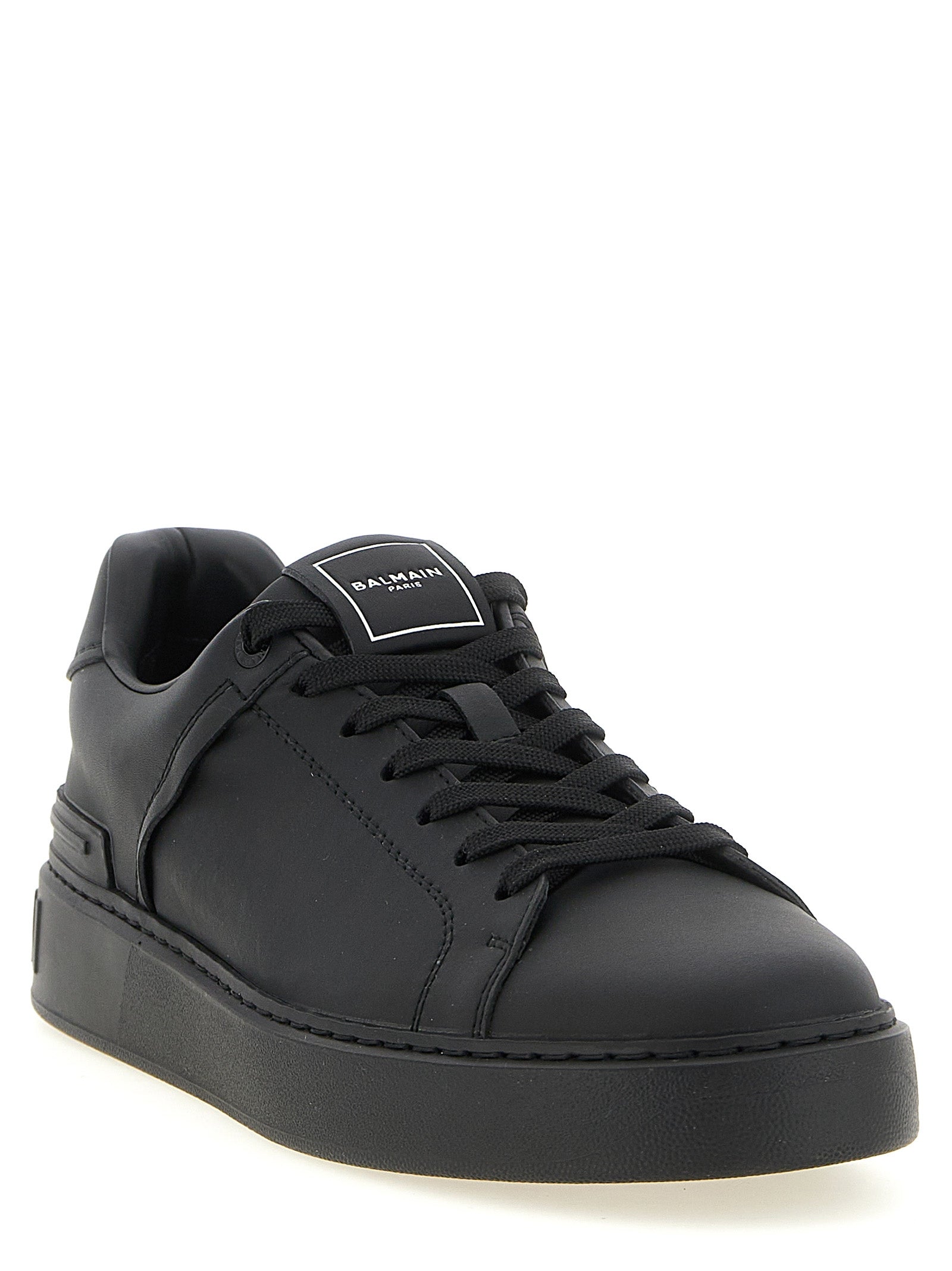 Schwarze Kalbsleder Low-Top-Sneaker