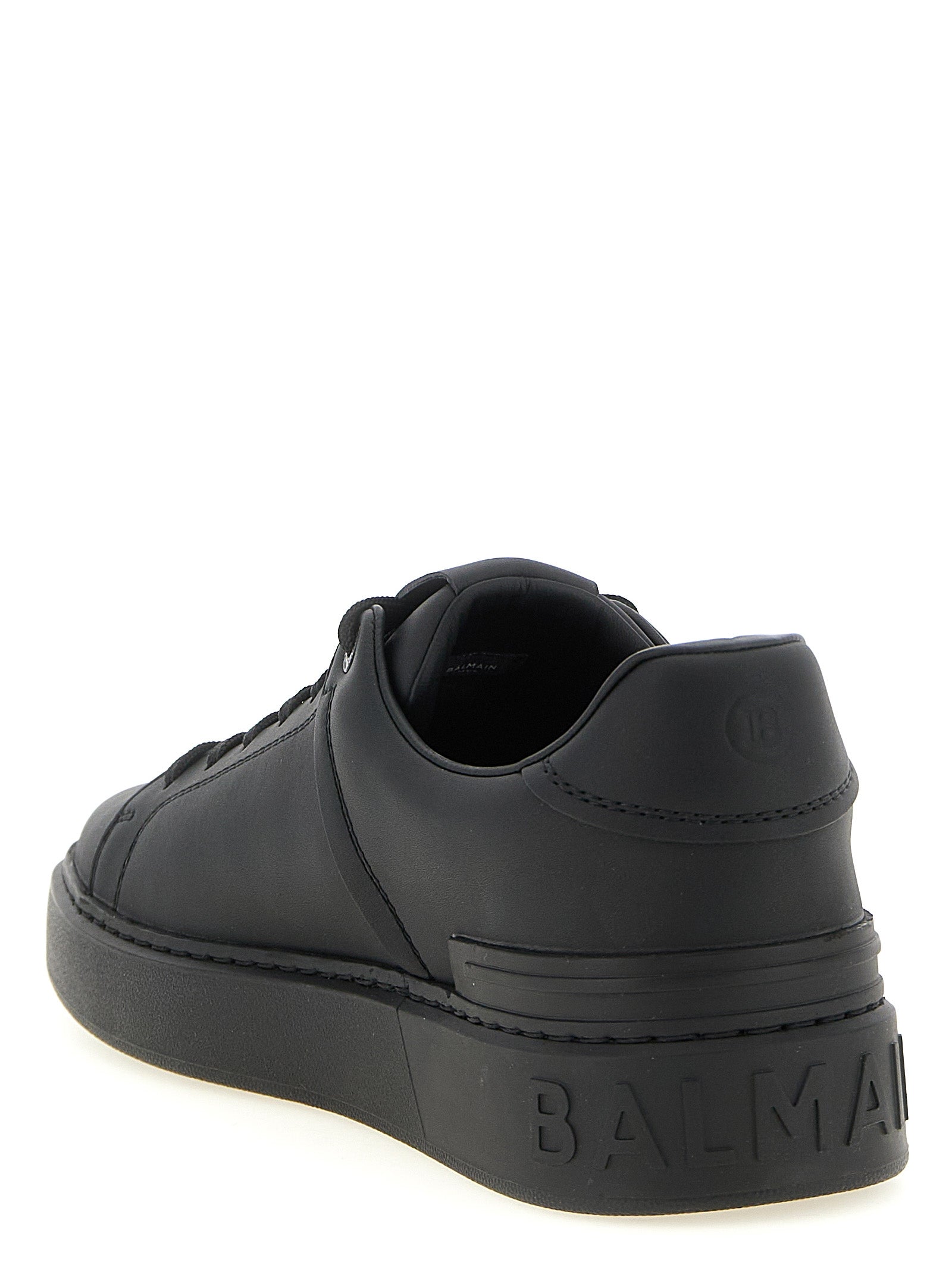 Schwarze Kalbsleder Low-Top-Sneaker