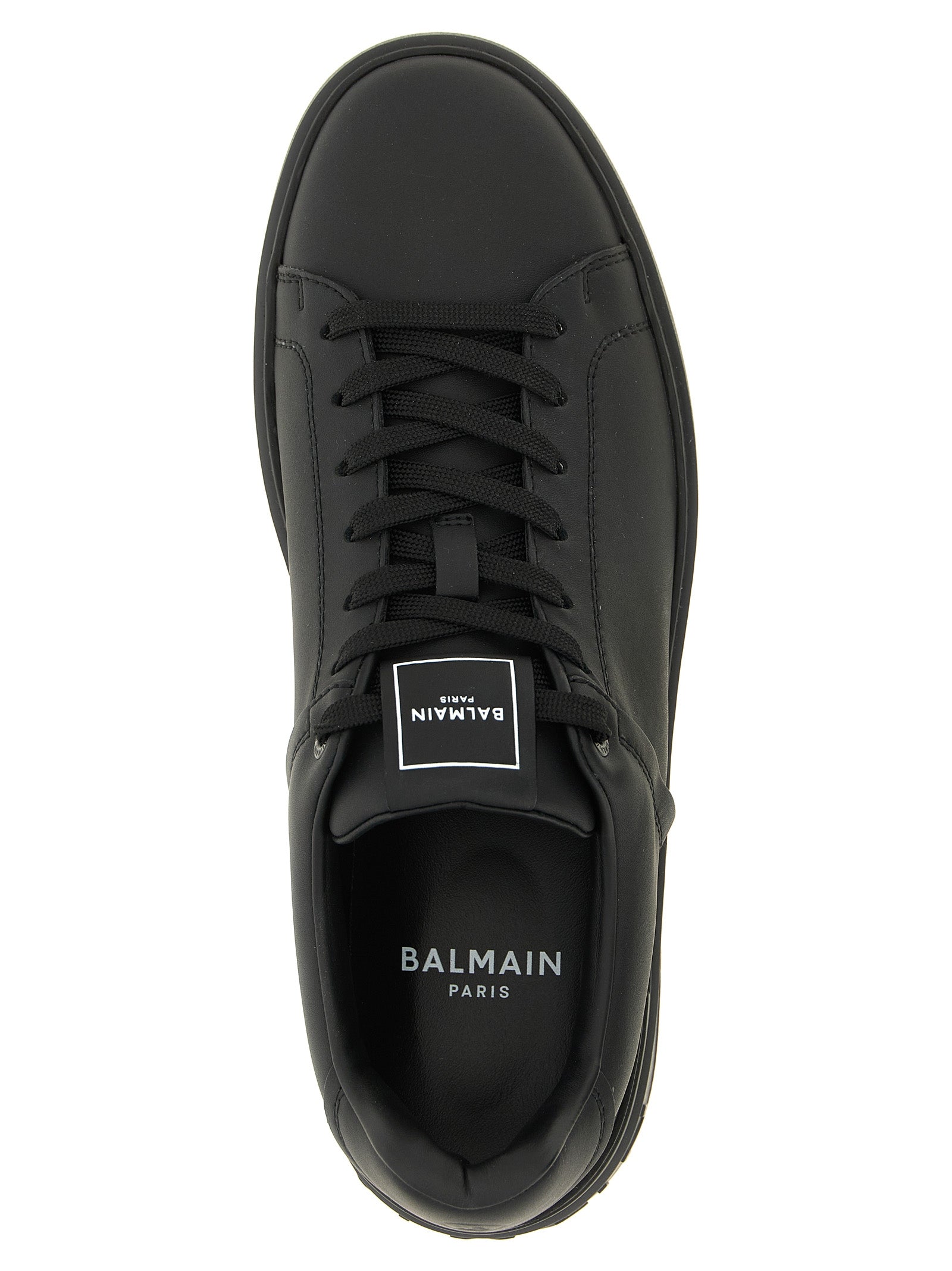 Schwarze Kalbsleder Low-Top-Sneaker