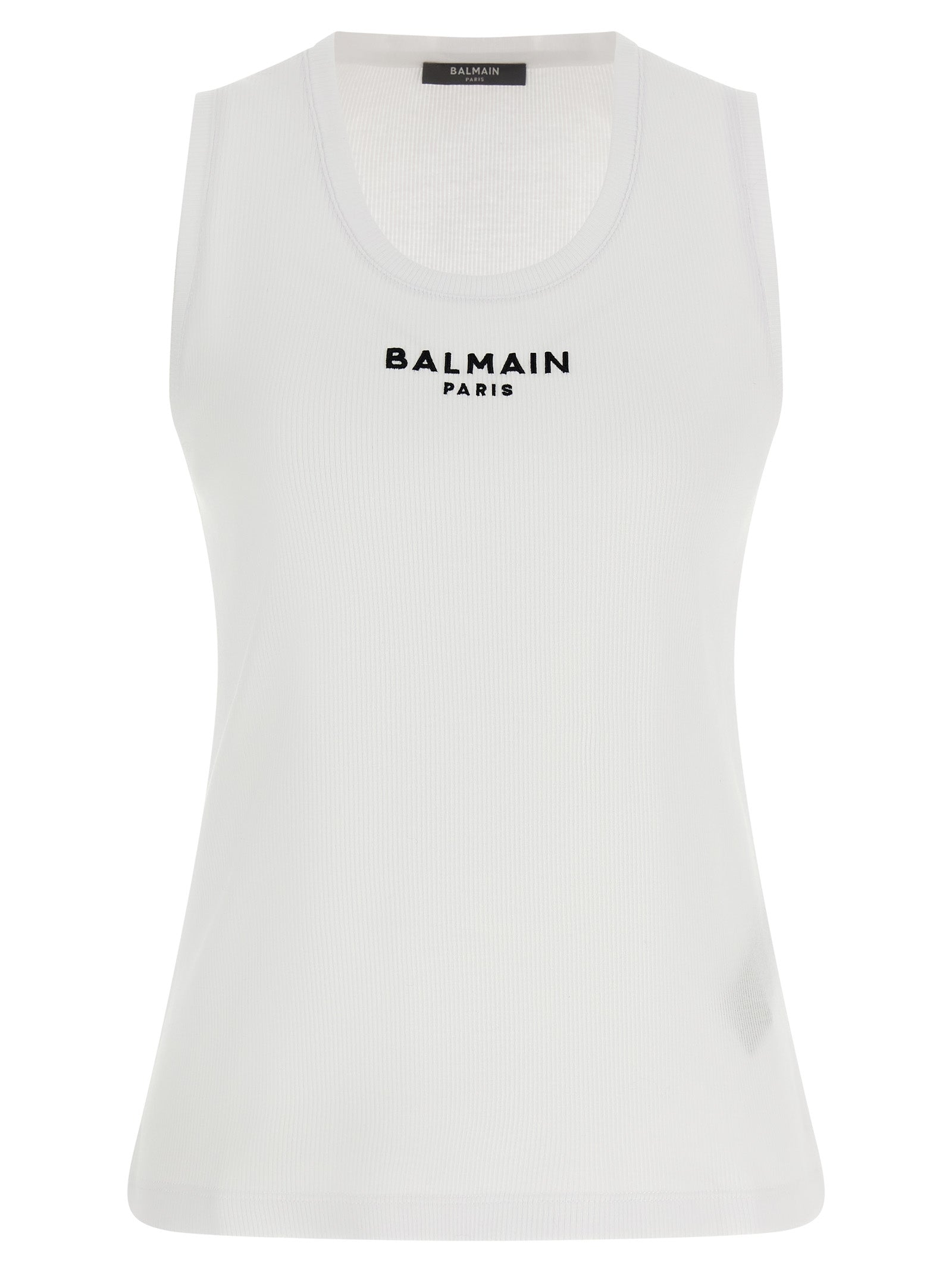 Weißes ärmelloses Baumwoll-T-Shirt