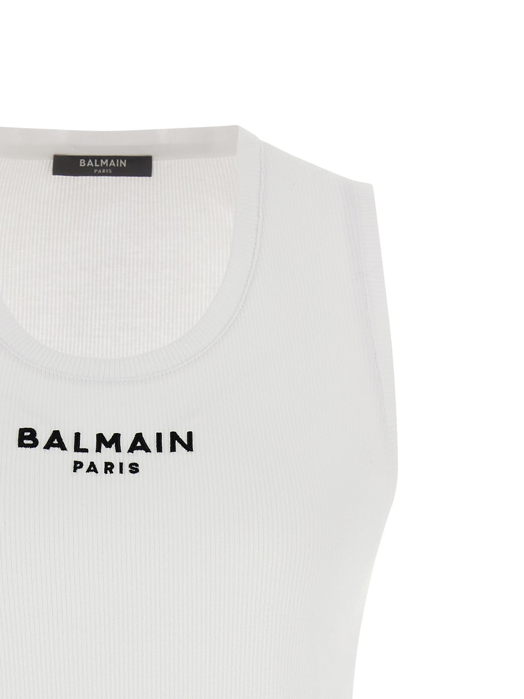 Weißes ärmelloses Baumwoll-T-Shirt