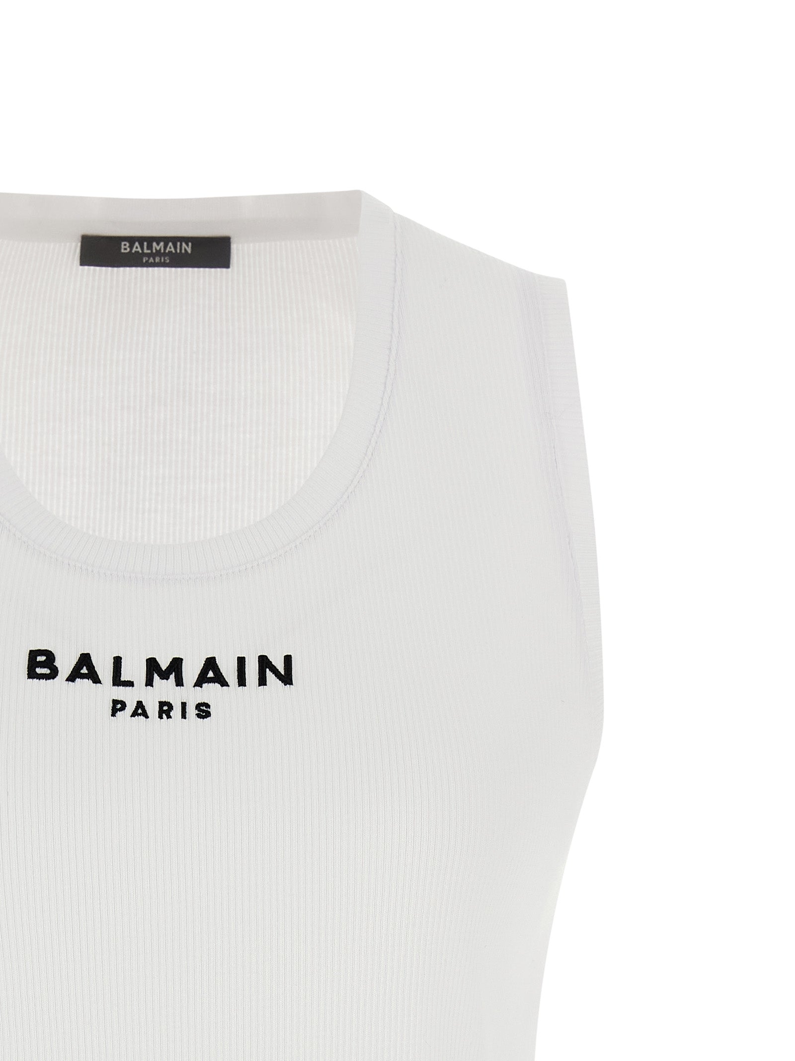Weißes ärmelloses Baumwoll-T-Shirt