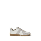 Graue Low-Top-Sneaker aus Wildleder