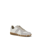 Graue Low-Top-Sneaker aus Wildleder