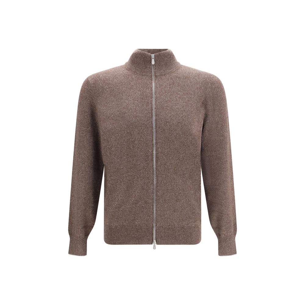 Brauner Kaschmir-Strickjacke