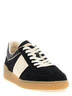 Mehrfarbige Kalbsleder-Sneaker mit niedrigem Schaft