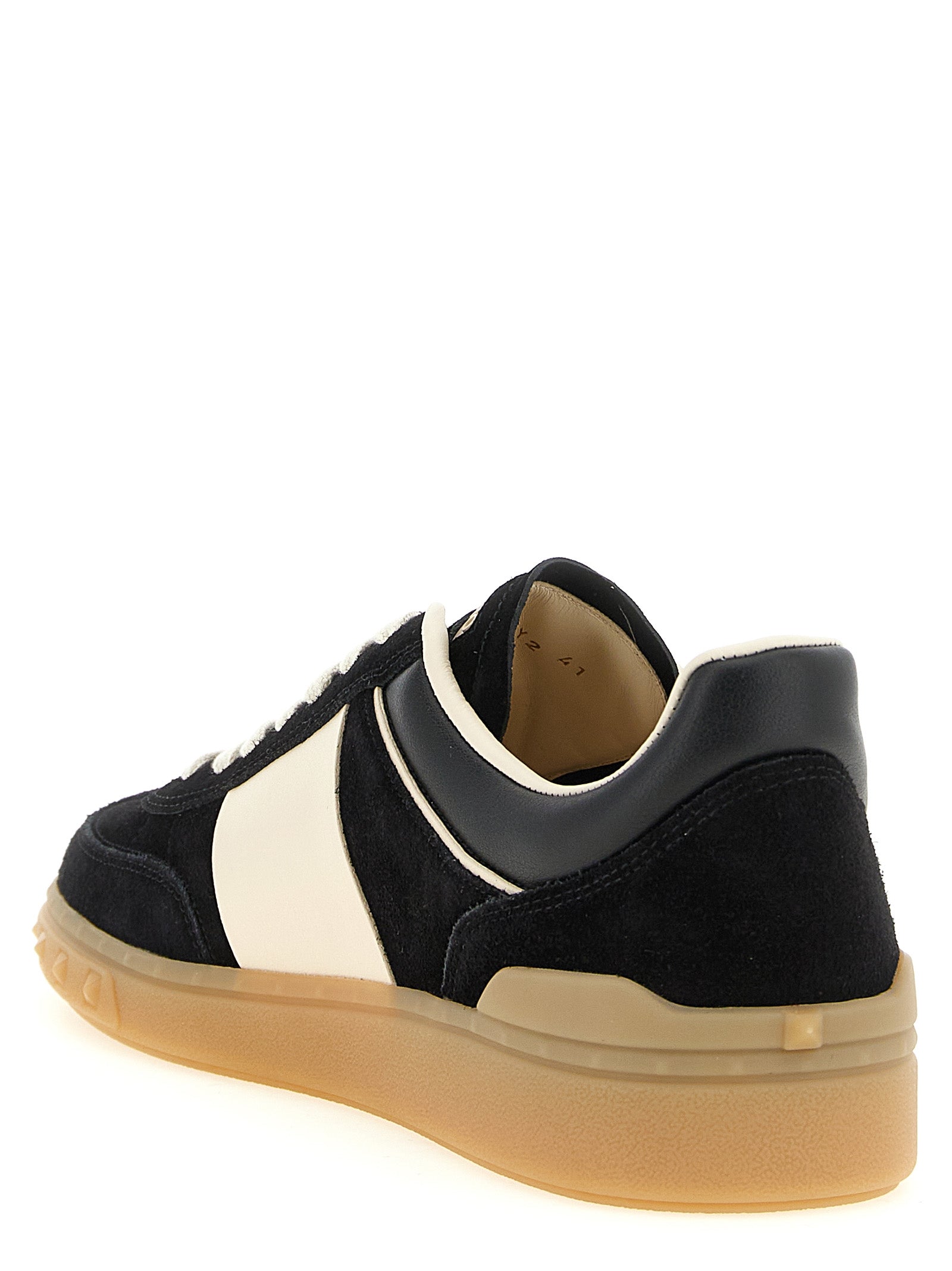 Mehrfarbige Kalbsleder-Sneaker mit niedrigem Schaft