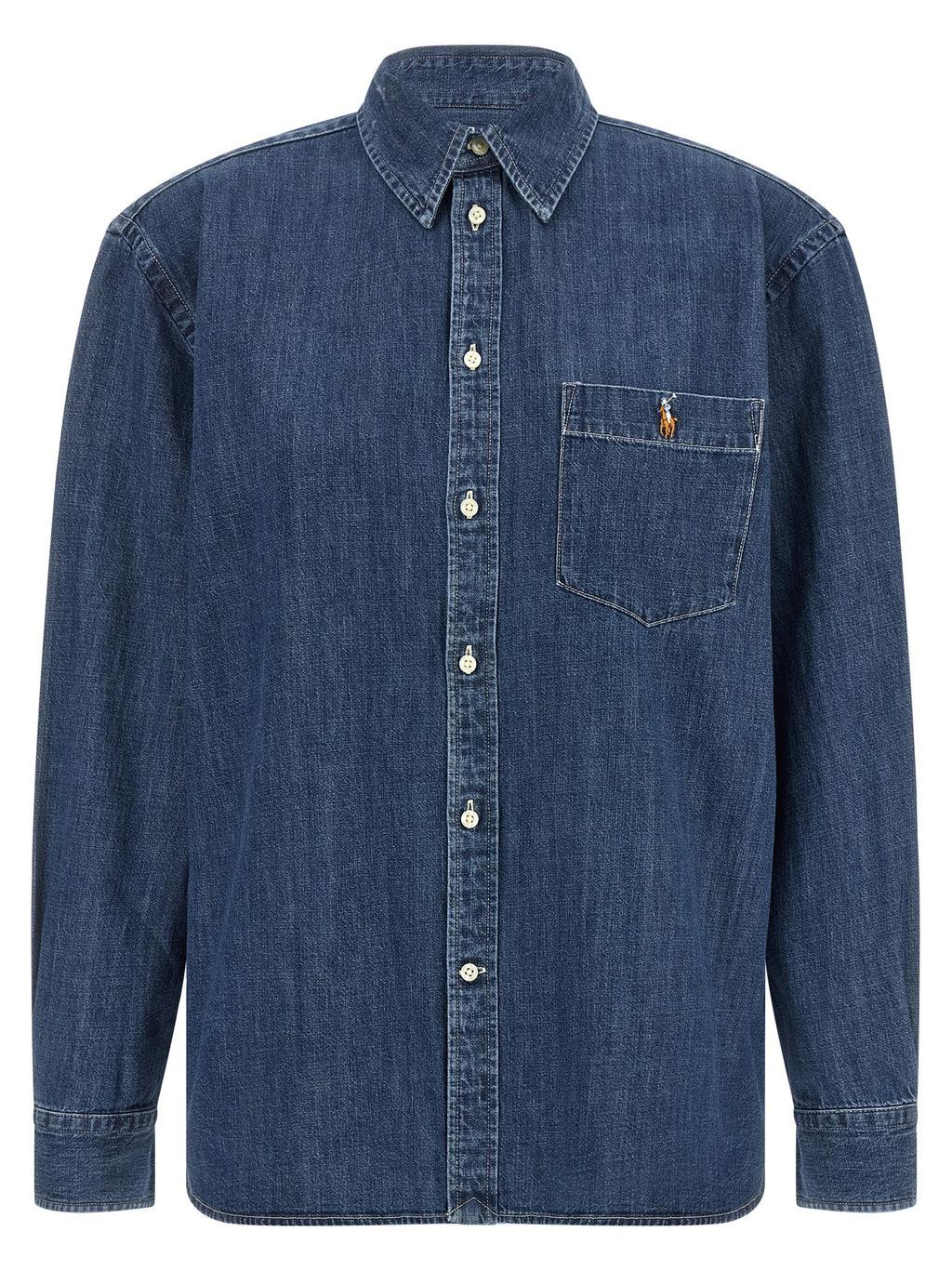 Blaue Baumwollbluse