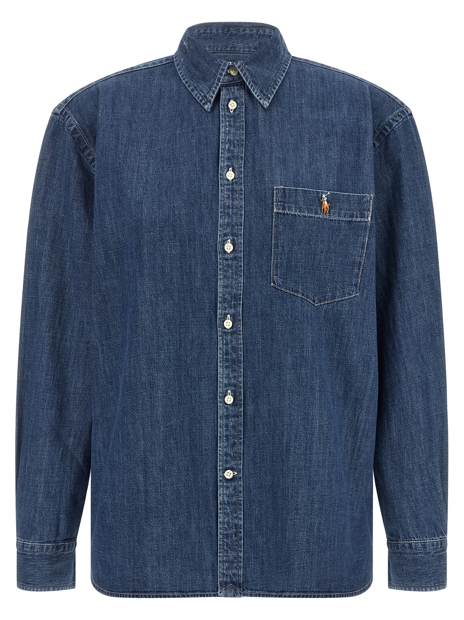 Blaue Baumwollbluse