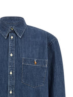 Blaue Baumwollbluse