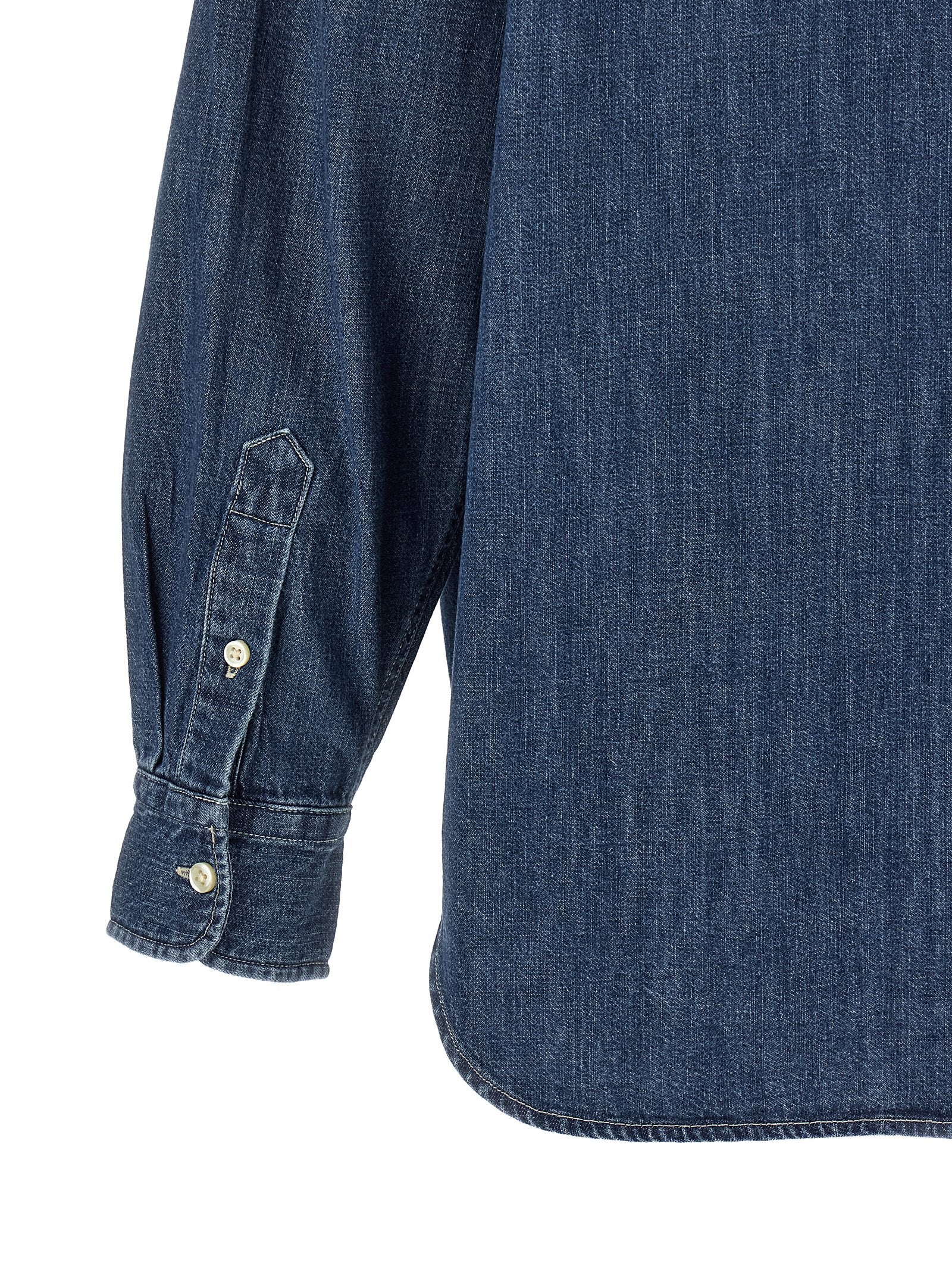 Blaue Baumwollbluse