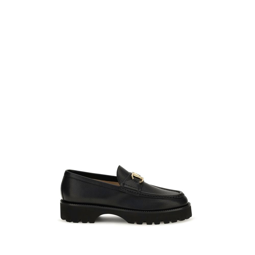 Schwarze Bos Taurus Kalbsleder Plateau-Loafer