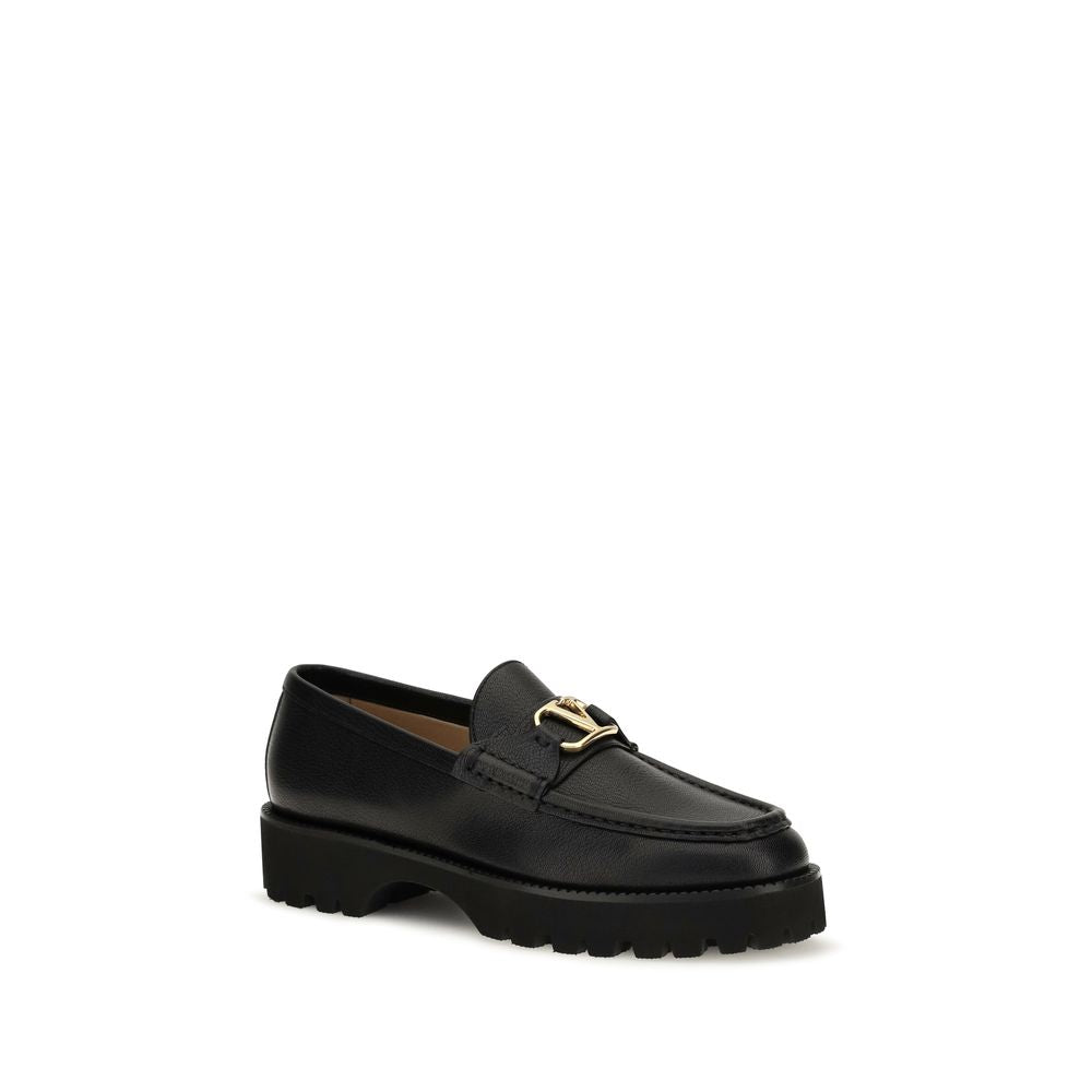 Schwarze Bos Taurus Kalbsleder Plateau-Loafer