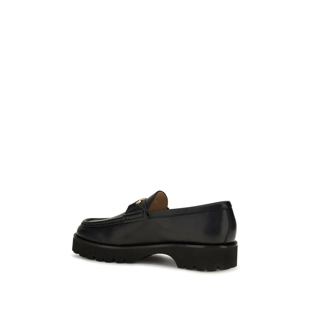 Schwarze Bos Taurus Kalbsleder Plateau-Loafer