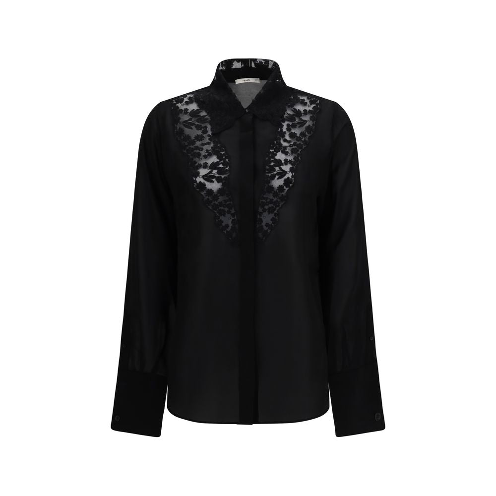 Schwarze Seidenbluse