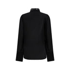 Schwarze Seidenbluse