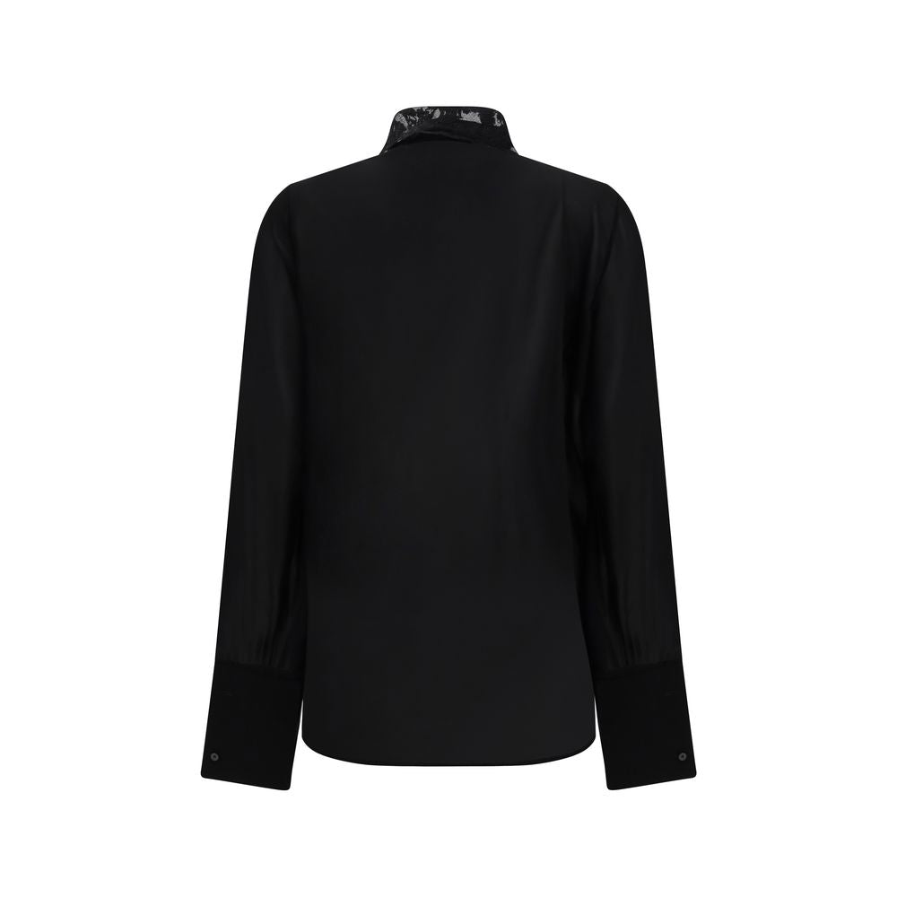 Schwarze Seidenbluse