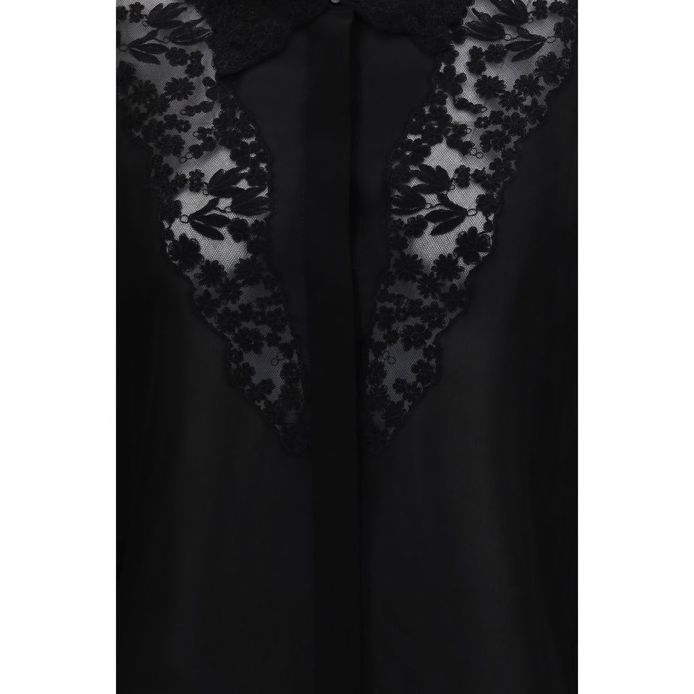 Schwarze Seidenbluse