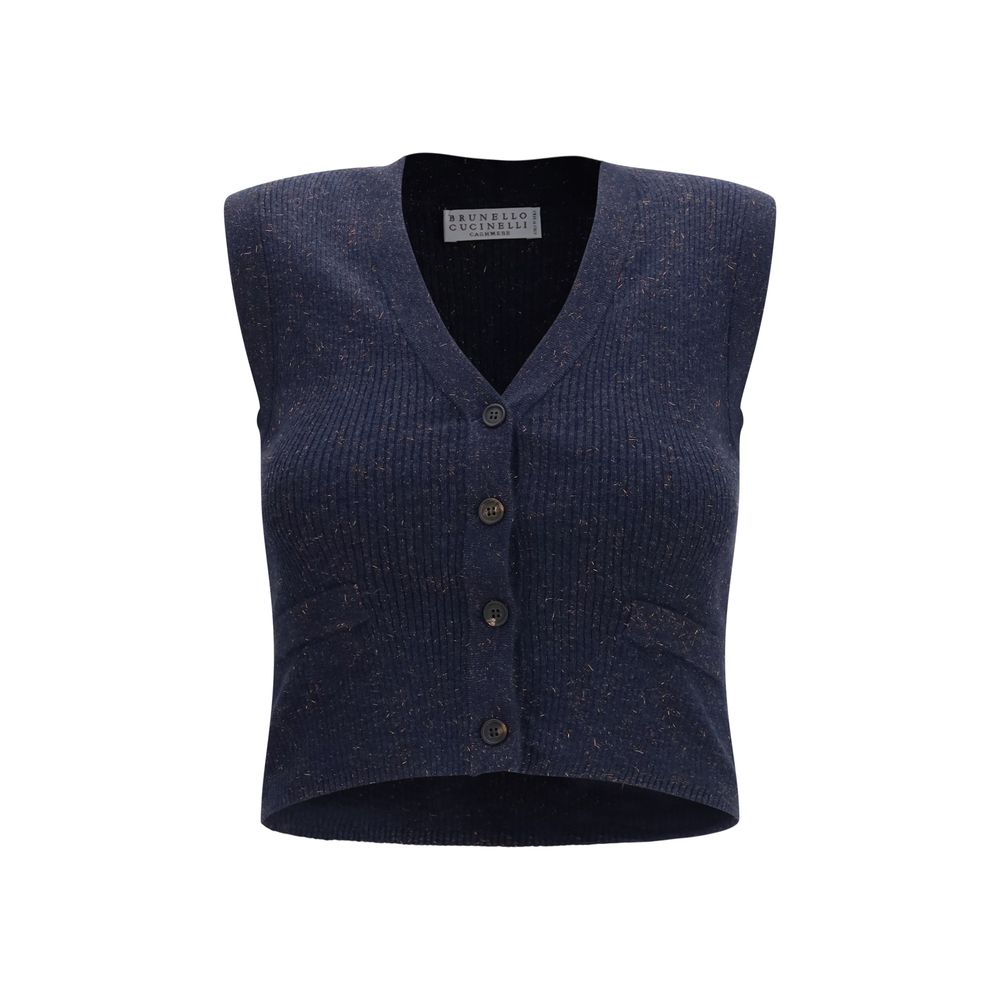 Blauer Kaschmir-Strickweste Brunello Cucinelli