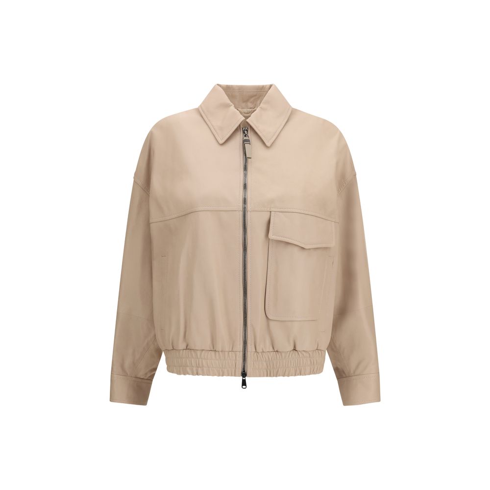Beige Leather Jacket