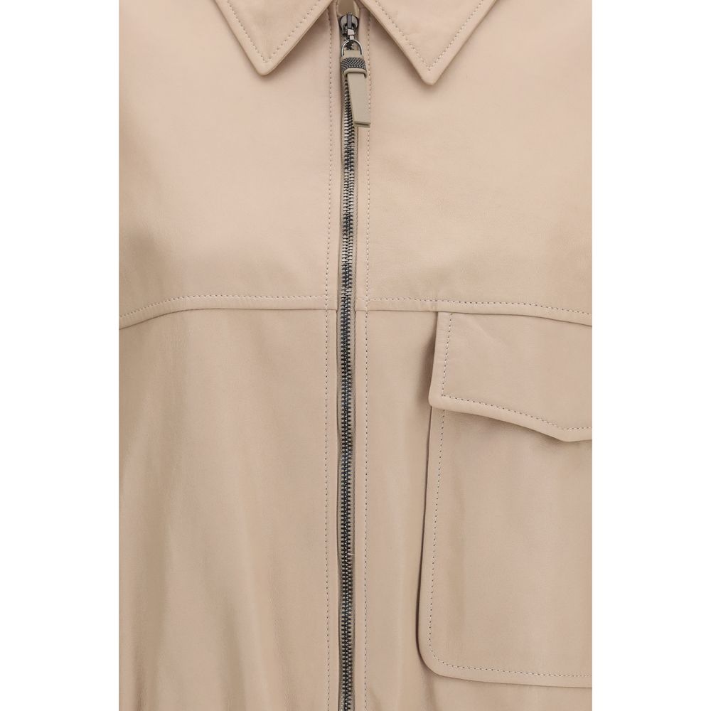 Beige Leather Jacket