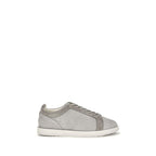 Graue Wildleder-Sneakers mit niedrigem Schaft